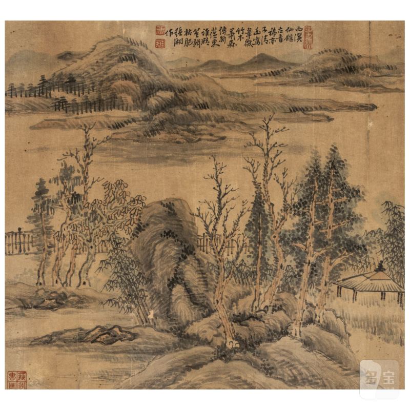 張湘（生卒年不詳）　山水　淺絳設色紙本　冊頁鏡框四幅　清末 | ZHANG XIANG (LATE QING) - 图8